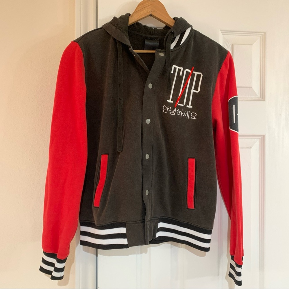 Twenty One Pilots Red and Black Varsity Jacket Hoodie with Embroidery